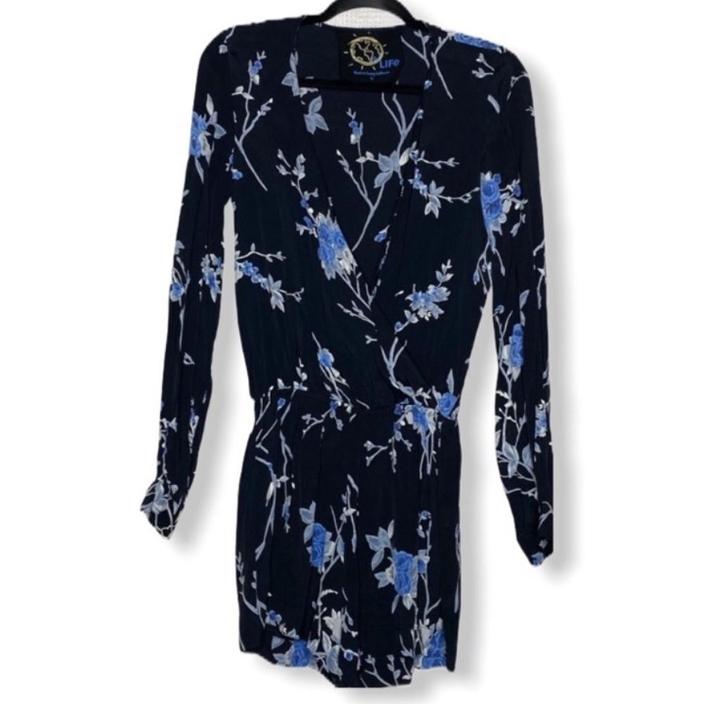 Blue Life Floral Shorts Romper